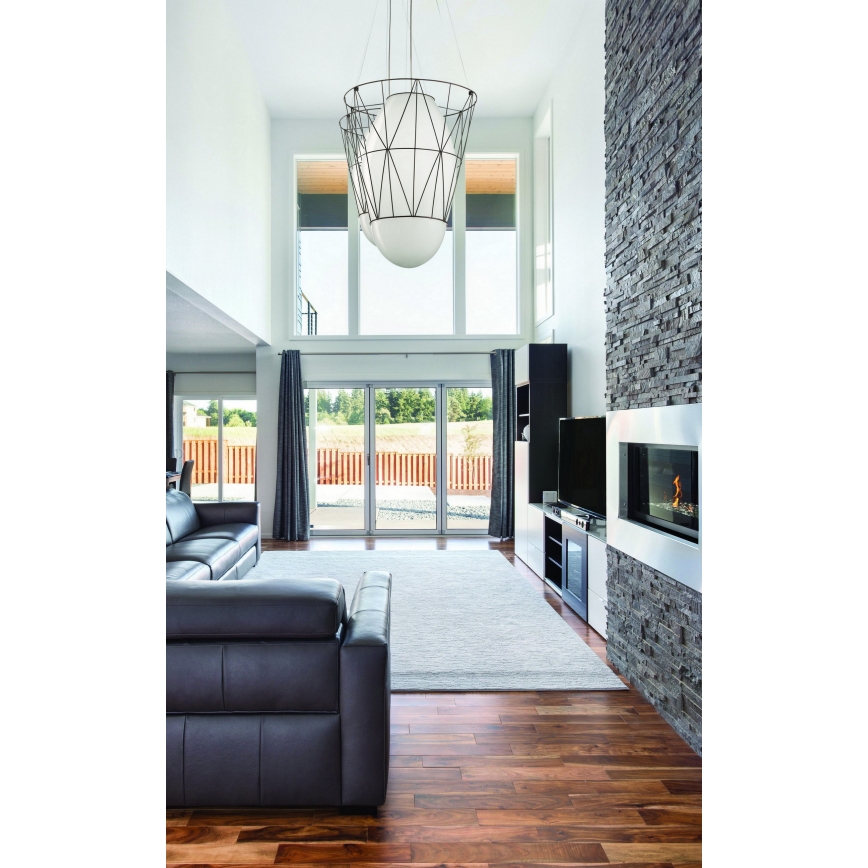 SIRU - Chandelier on a string SEGNI 1xE27/60W/230V black/white Venetian glass