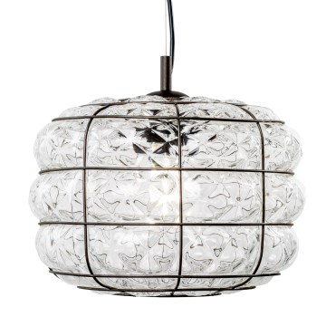 SIRU - Chandelier on a string TERRA 1xE27/60W/230V black/clear Venetian glass