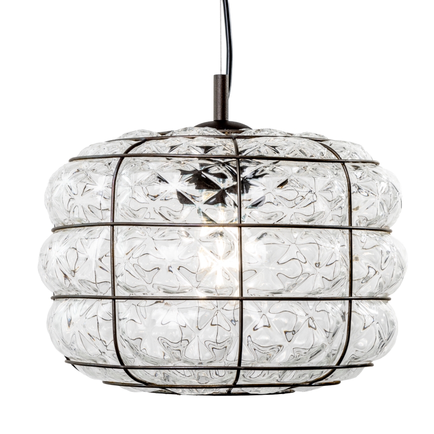 SIRU - Chandelier on a string TERRA 1xE27/60W/230V black/clear Venetian glass
