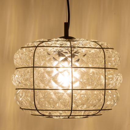 SIRU - Chandelier on a string TERRA 1xE27/60W/230V black/clear Venetian glass