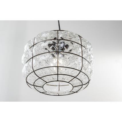 SIRU - Chandelier on a string TERRA 1xE27/60W/230V black/clear Venetian glass
