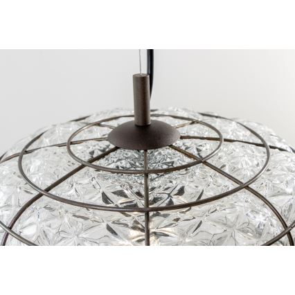 SIRU - Chandelier on a string TERRA 1xE27/60W/230V black/clear Venetian glass