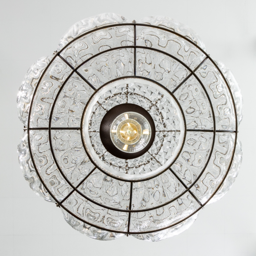 SIRU - Chandelier on a string TERRA 1xE27/60W/230V black/clear Venetian glass