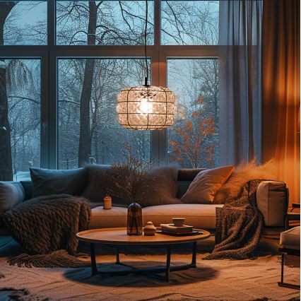 SIRU - Chandelier on a string TERRA 1xE27/60W/230V black/clear Venetian glass
