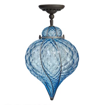 SIRU - Surface-mounted chandelier GOCCIA 1xE27/60W/230V d. 25 cm blue/brown Venetian glass