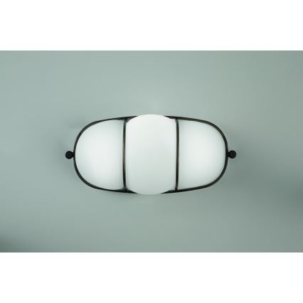 SIRU - Wall light CAGE 1xGX53/10W/230V 22 cm black/white Venetian glass