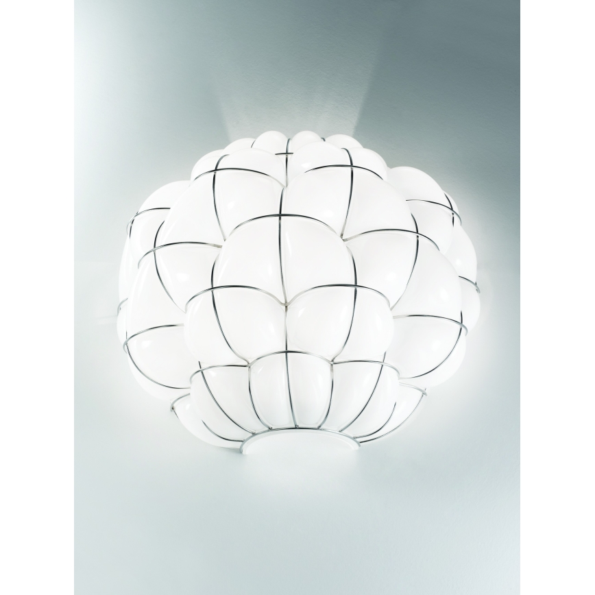 SIRU - Wall light POUFF 1xE27/60W/230V shiny chrome/white Venetian glass