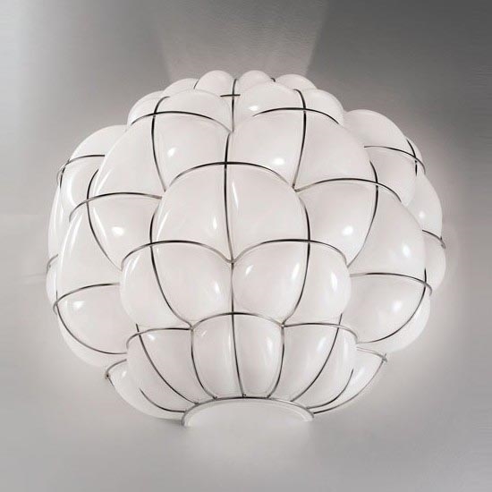 SIRU - Wall light POUFF 1xE27/60W/230V shiny chrome/white Venetian glass