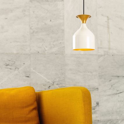 SIVANI cable-hung pendant 1xE27/40W/230V white/copper