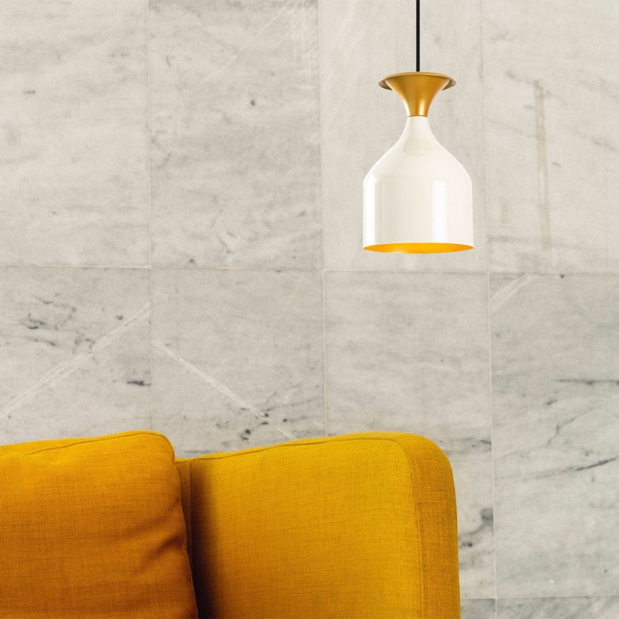 SIVANI cable-hung pendant 1xE27/40W/230V white/copper