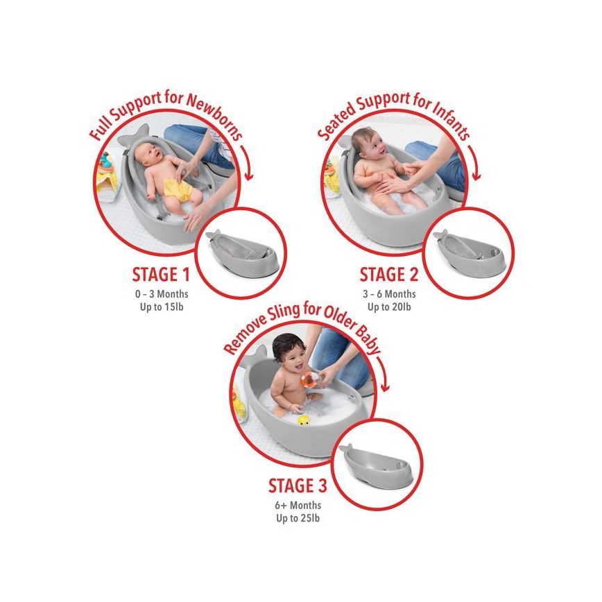 Skip Hop - Baby bath with ergonomic mat MOBY 3 grey