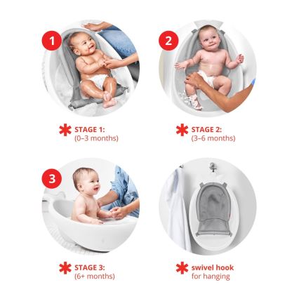 Skip Hop - Baby bath with ergonomic mat MOBY 3 white
