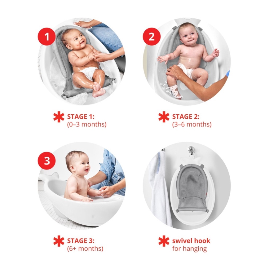 Skip Hop - Baby bath with ergonomic mat MOBY 3 white