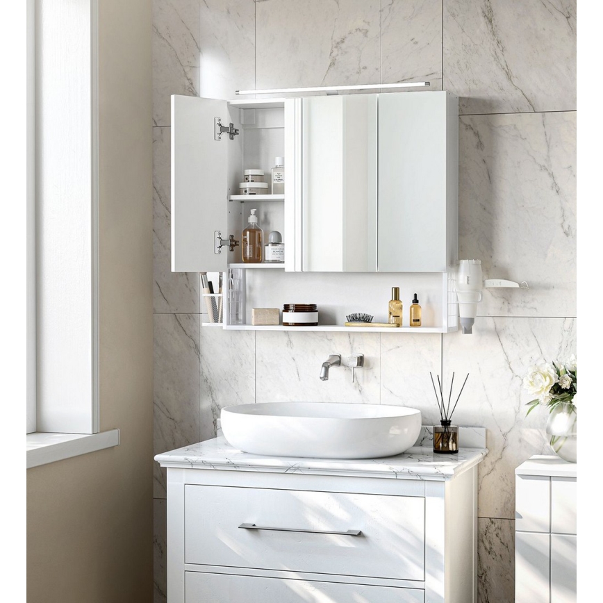 SKY LED mirrored bathroom cabinet 70x70x16 cm, 230V, white
