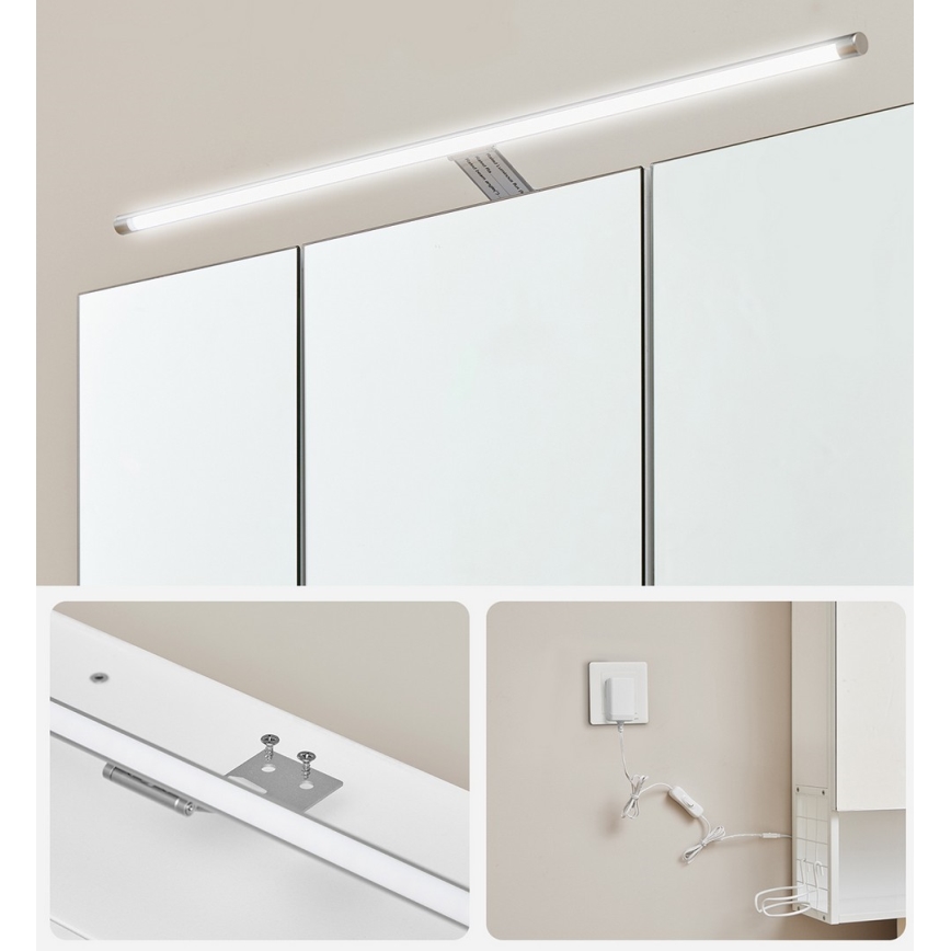 SKY LED mirrored bathroom cabinet 70x70x16 cm, 230V, white