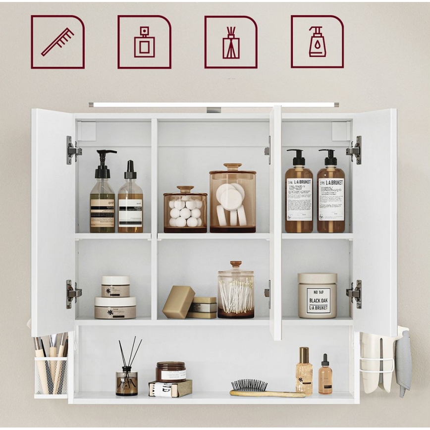 SKY LED mirrored bathroom cabinet 70x70x16 cm, 230V, white