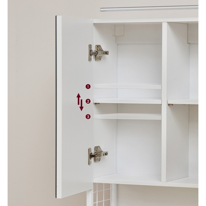 SKY LED mirrored bathroom cabinet 70x70x16 cm, 230V, white