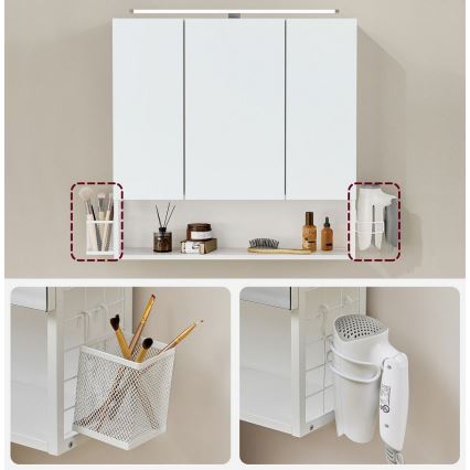 SKY LED mirrored bathroom cabinet 70x70x16 cm, 230V, white