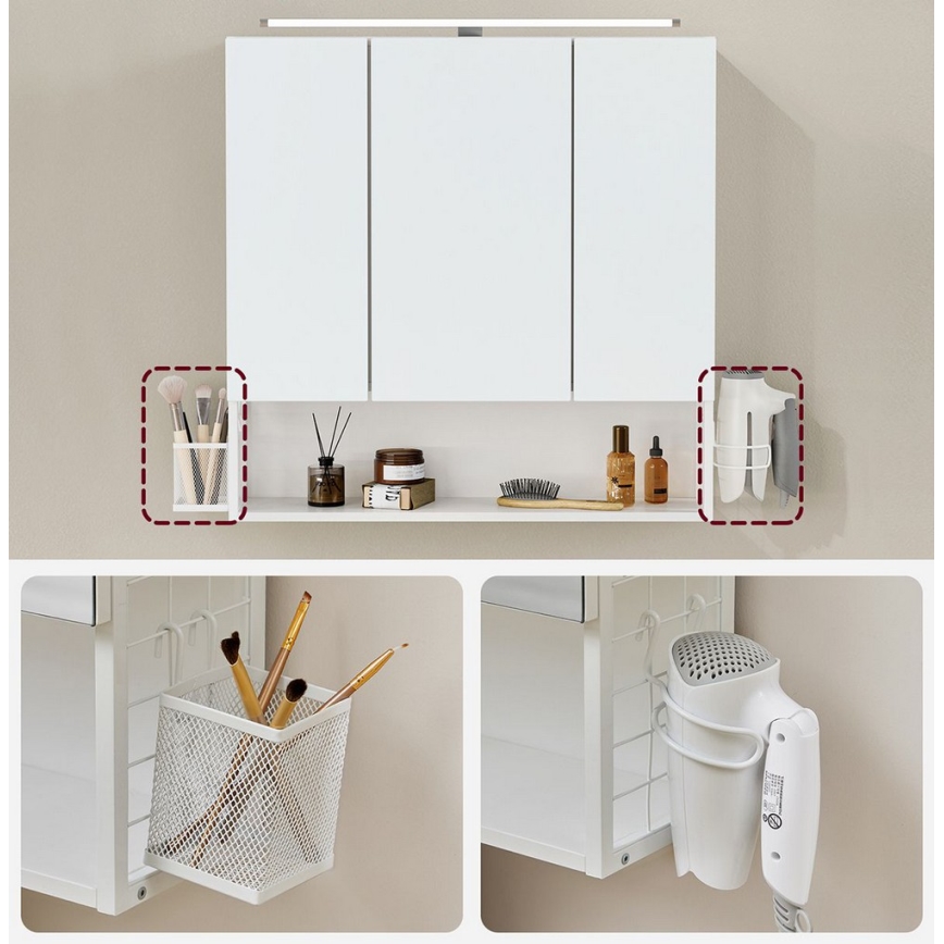 SKY LED mirrored bathroom cabinet 70x70x16 cm, 230V, white