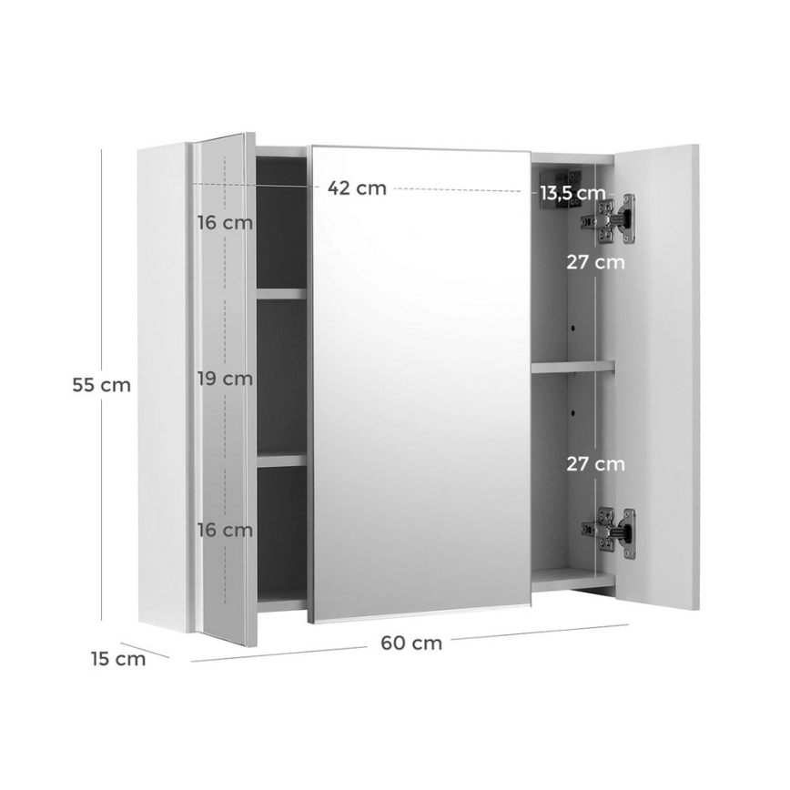 SKY White Mirrored Bathroom Cabinet