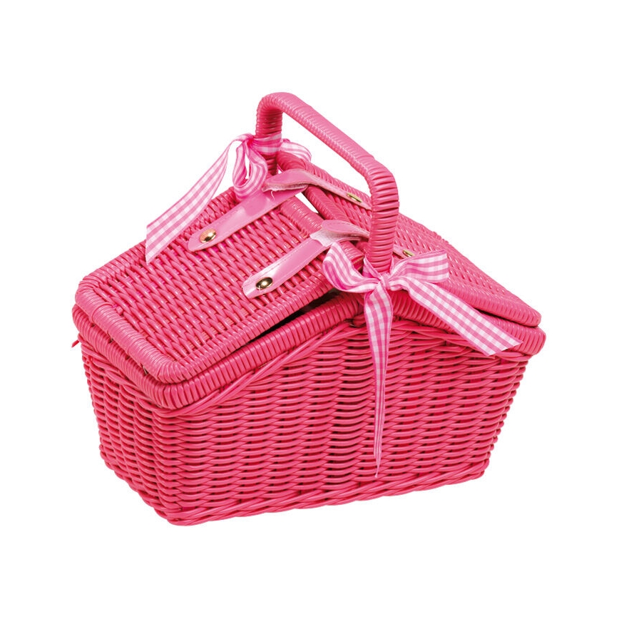 Small Foot - Picnic basket with tableware pink