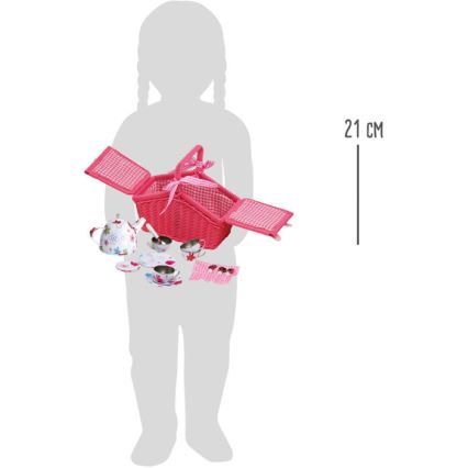 Small Foot - Picnic basket with tableware pink
