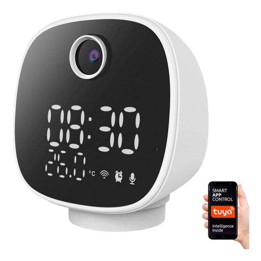 Smart camera with alarm clock, thermometer and LED light 1296p 3Mpx 5V Wi-Fi Tuya IP65