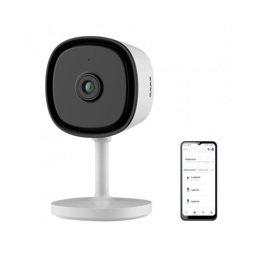 Smart indoor camera with Full HD 1080p sensor, 5V power, Wi-Fi, Tuya — White
