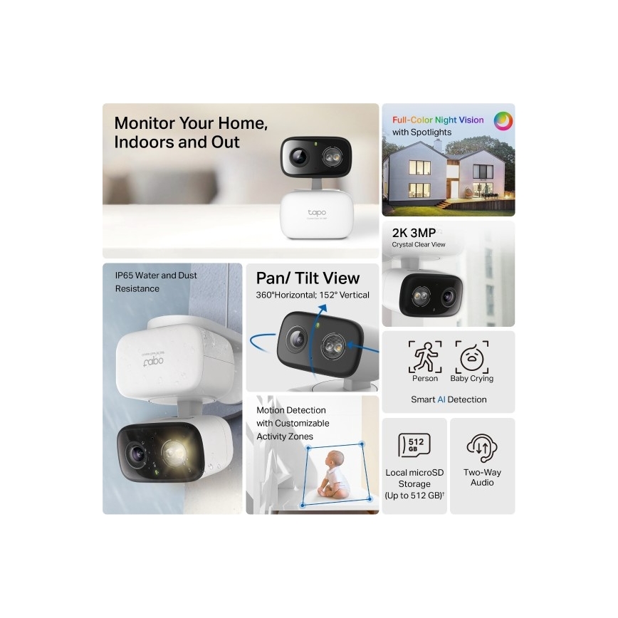 Smart IP65-rated outdoor Wi‑Fi camera — Tuya compatible