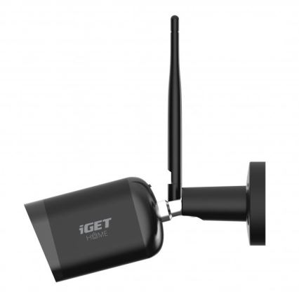 Smart outdoor security camera with Full HD 1080p sensor, 12V power, IP65 weatherproof rating, Wi-Fi, Tuya-compatible — Black