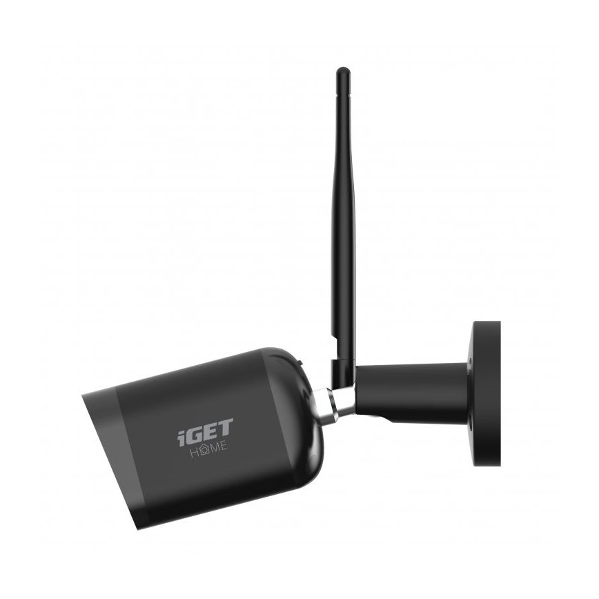 Smart outdoor security camera with Full HD 1080p sensor, 12V power, IP65 weatherproof rating, Wi-Fi, Tuya-compatible — Black