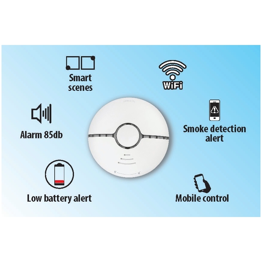 Smart smoke detector 2xAAA Wi-Fi Tuya