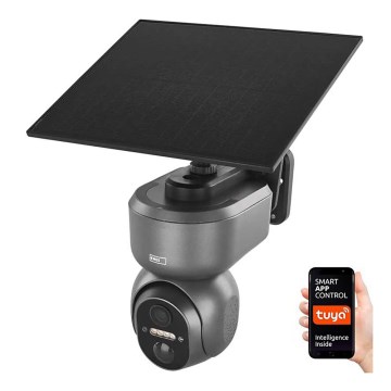 Smart solar camera with GoSmart sensor — 4G/LTE, 10,400 mAh battery, 5V input, IP65-rated weatherproof, Tuya-compatible