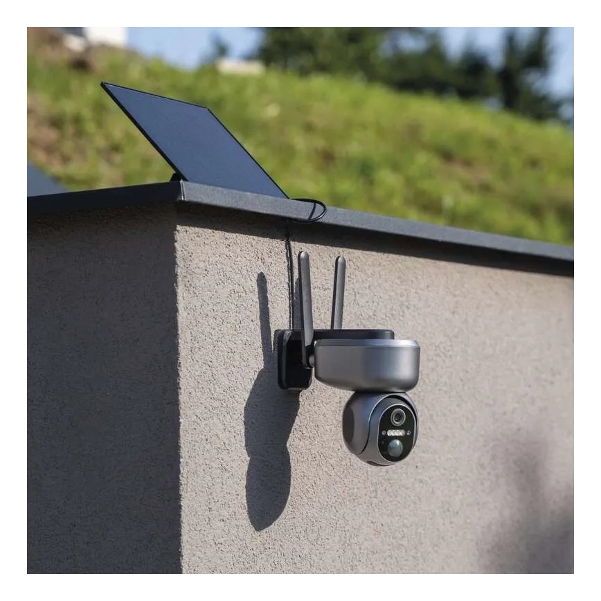 Smart solar camera with GoSmart sensor — 4G/LTE, 10,400 mAh battery, 5V input, IP65-rated weatherproof, Tuya-compatible
