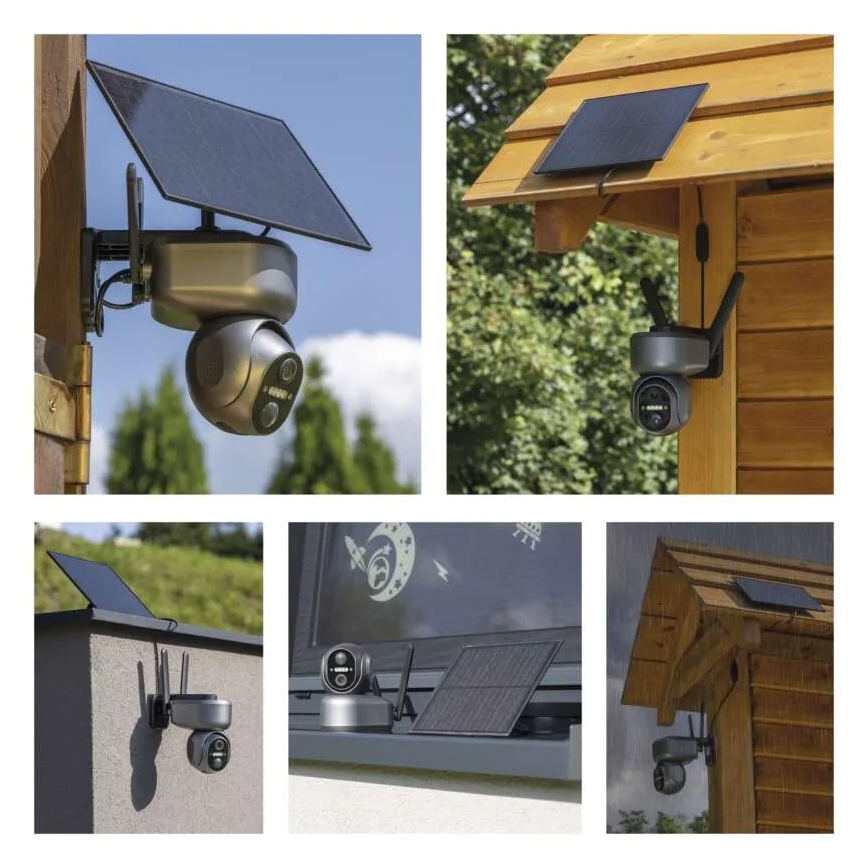 Smart solar camera with GoSmart sensor — 4G/LTE, 10,400 mAh battery, 5V input, IP65-rated weatherproof, Tuya-compatible