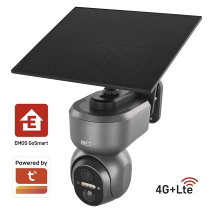 Smart solar camera with GoSmart sensor — 4G/LTE, 10,400 mAh battery, 5V input, IP65-rated weatherproof, Tuya-compatible