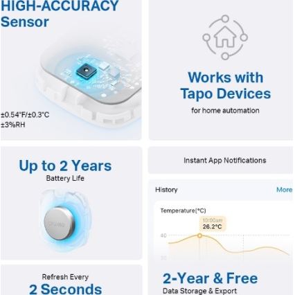 Smart temperature and humidity sensor — powered by 1× CR2450 battery