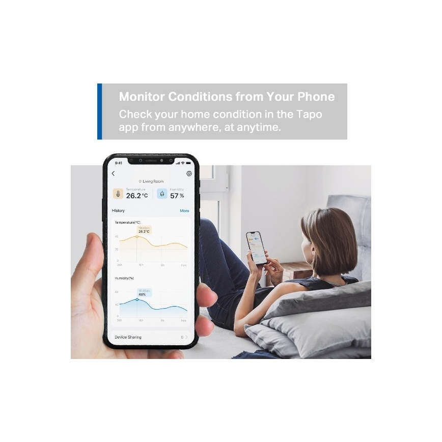 Smart temperature and humidity sensor — powered by 1× CR2450 battery