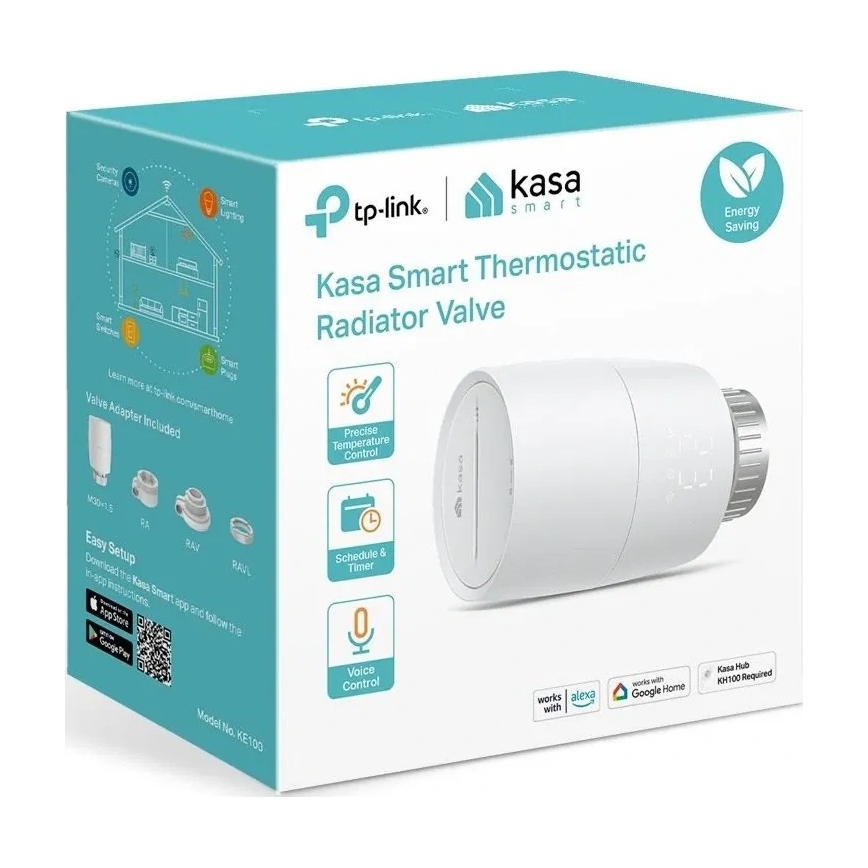 Smart thermostatic radiator valve with LCD display, battery-powered (2× AA), Tuya-compatible