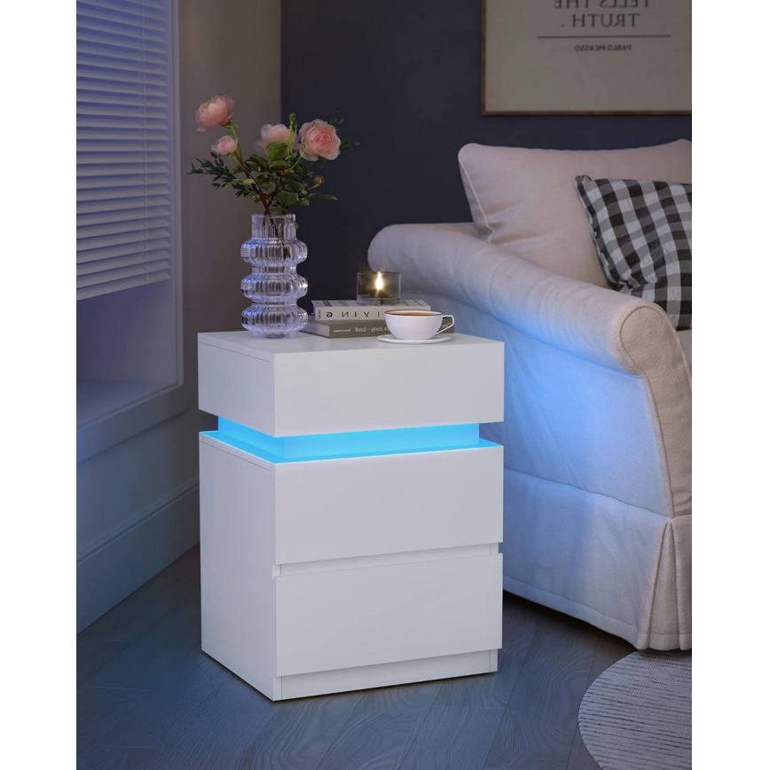 SMARTIE Bedside Table with Backlighting, White