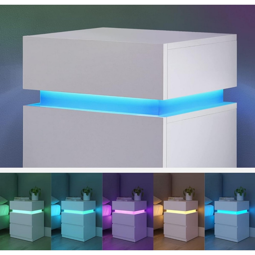 SMARTIE Bedside Table with Backlighting, White