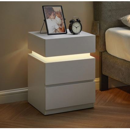 SMARTIE Bedside Table with Backlighting, White
