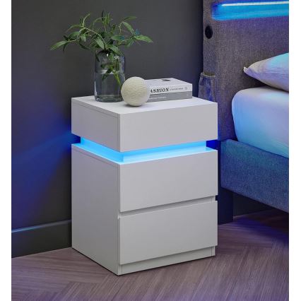 SMARTIE Bedside Table with Backlighting, White