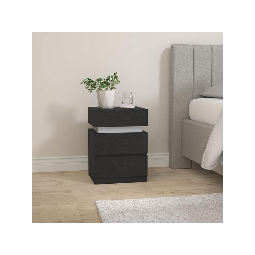 SMARTIE bedside table with integrated backlighting, black