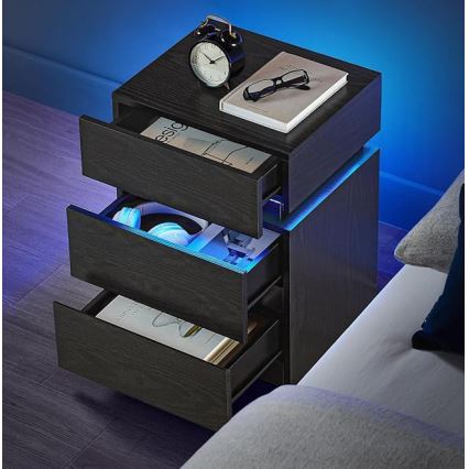 SMARTIE bedside table with integrated backlighting, black
