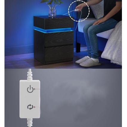 SMARTIE bedside table with integrated backlighting, black