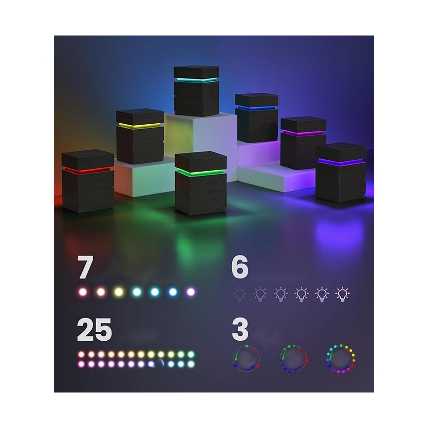 SMARTIE bedside table with integrated backlighting, black