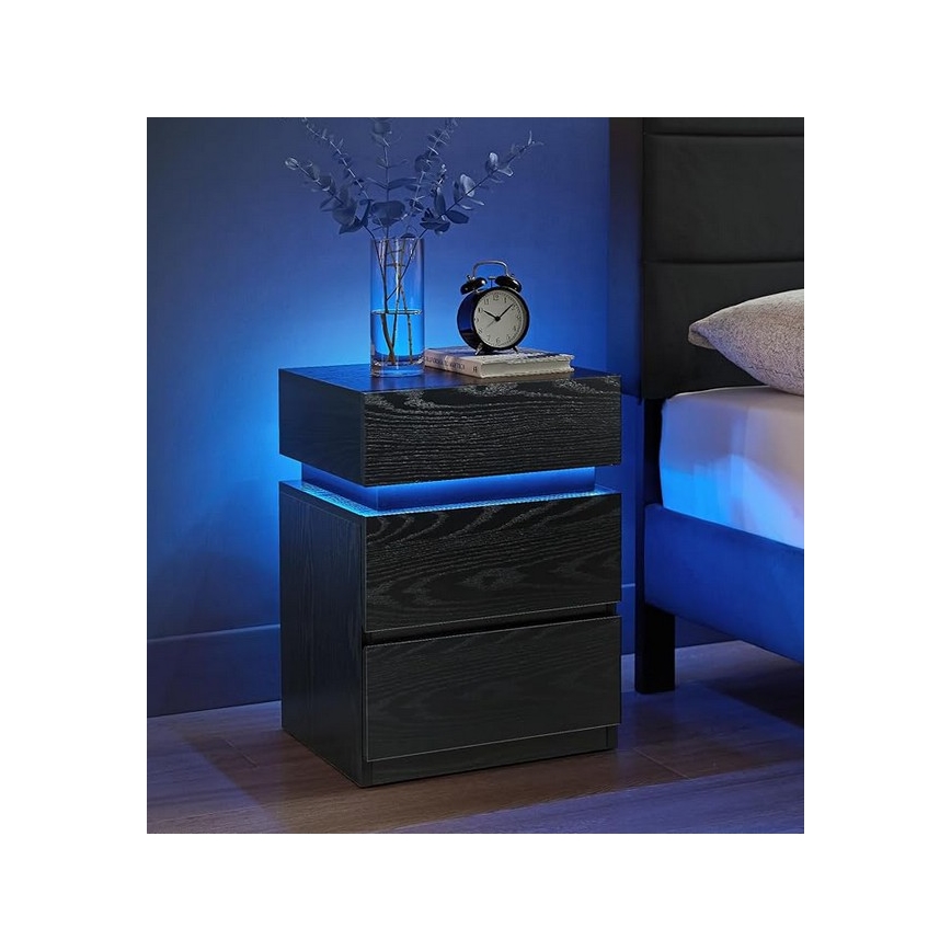 SMARTIE bedside table with integrated backlighting, black