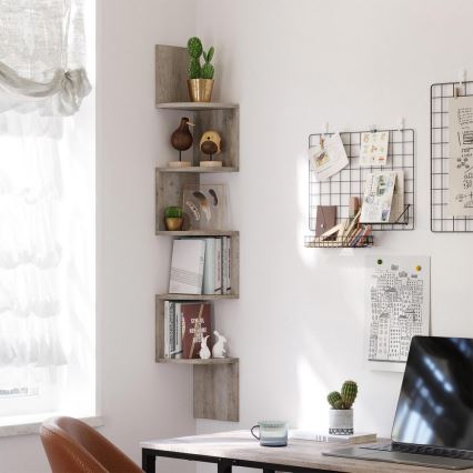 SNAKE Corner Wall-Mounted Shelf grey/brown