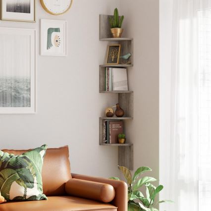 SNAKE Corner Wall-Mounted Shelf grey/brown
